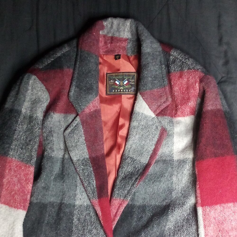 Vintage Express French Country Check Blazer Coat Jacket Workwear Chore